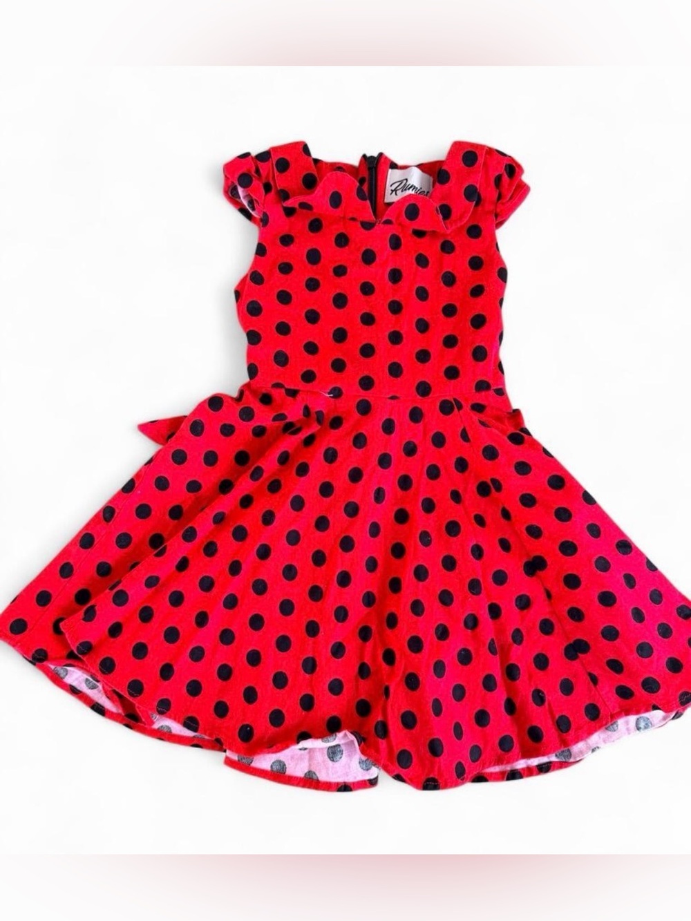 Polka Dot Red & Black Fit-and-Flare Kids Dress